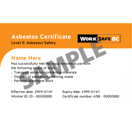 Replacement Asbestos Certificate