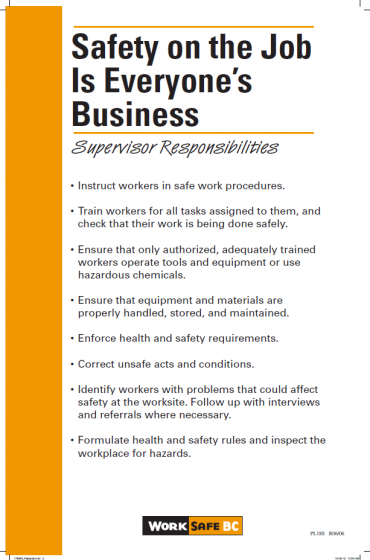 safety on the job is everyones business supervisor being a supervisor