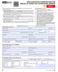 Application For Compensation & Report of Injury