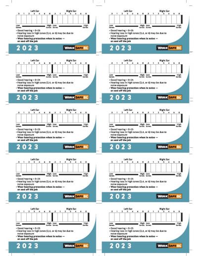 2023 Hearing Test Cards - Sold by Sheets of 10