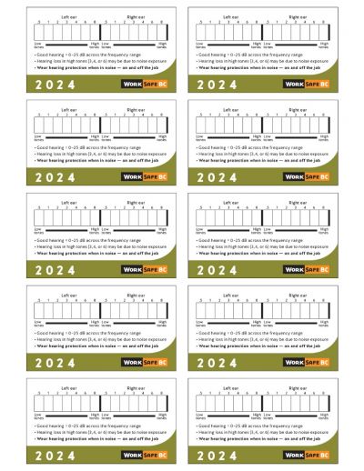 2024 Hearing Test Cards - Sold as 1 Sheet of 10 Cards.